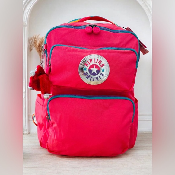 Kipling Backpack Kagan 16" Laptop Bag Bubble Pop Pink - Picture 1 of 10
